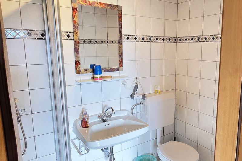 Badezimmer mit Dusche und WC