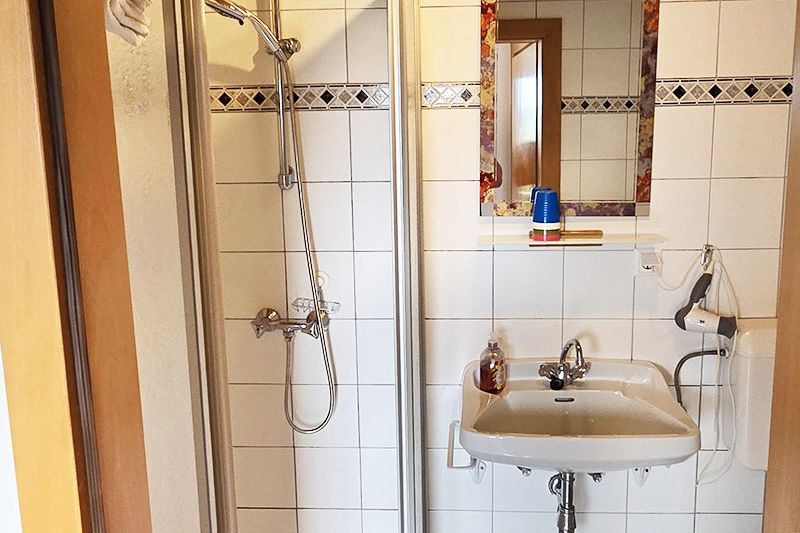 Dusche im Badezimmer in der Ferienwohnung 3